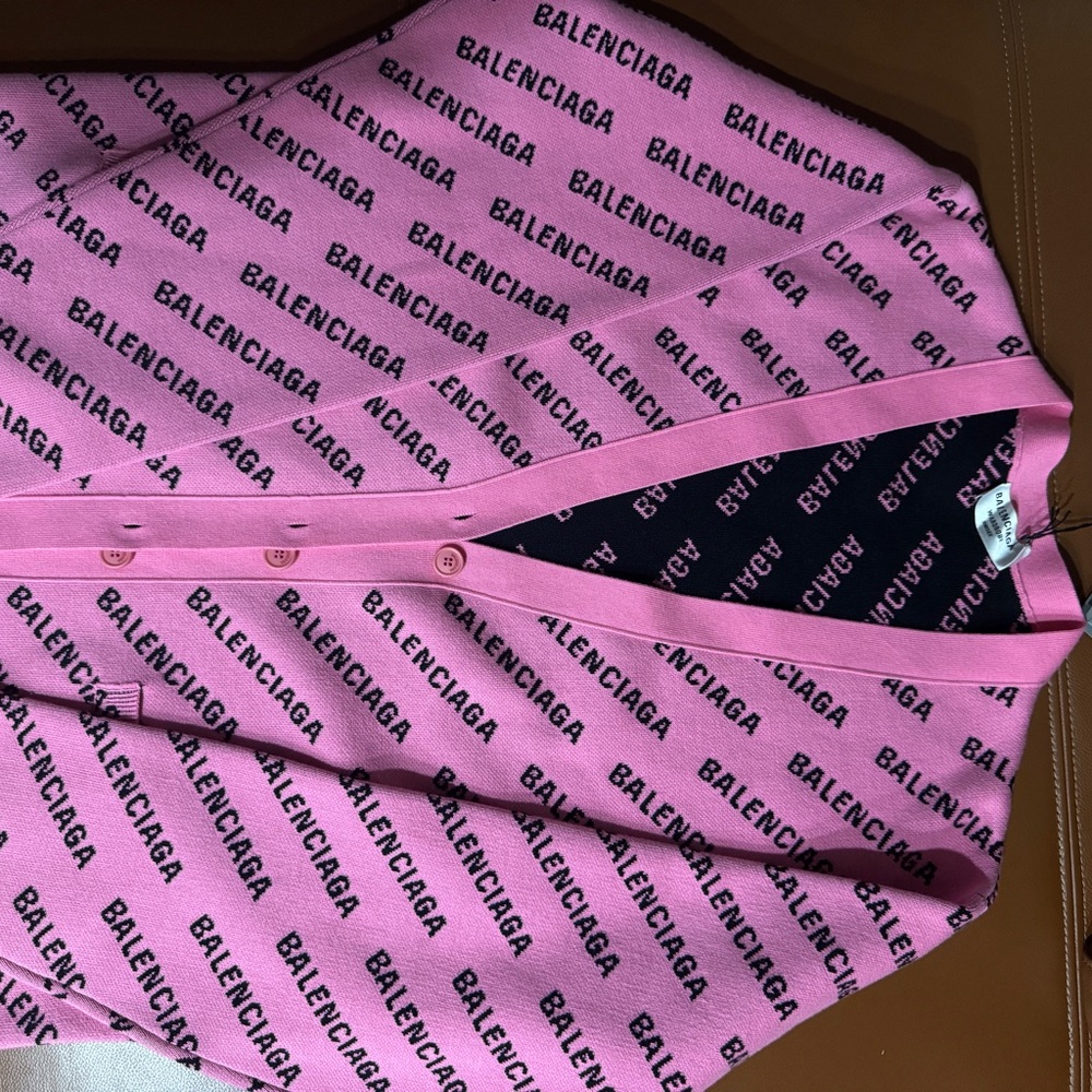 Balenciaga Pink and Black Logo Knit